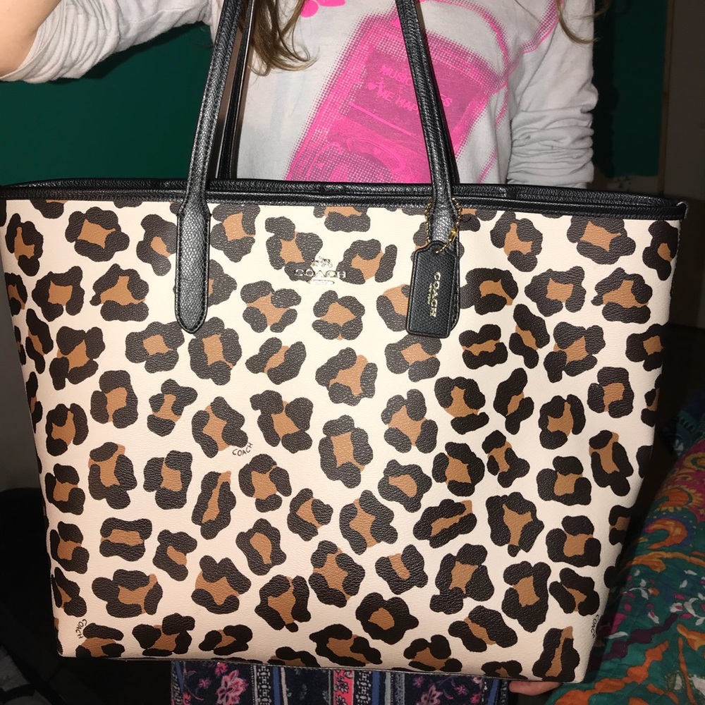 Leopard coach tote